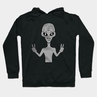 Alien Invasion Peace Hand Sign Grey Hoodie